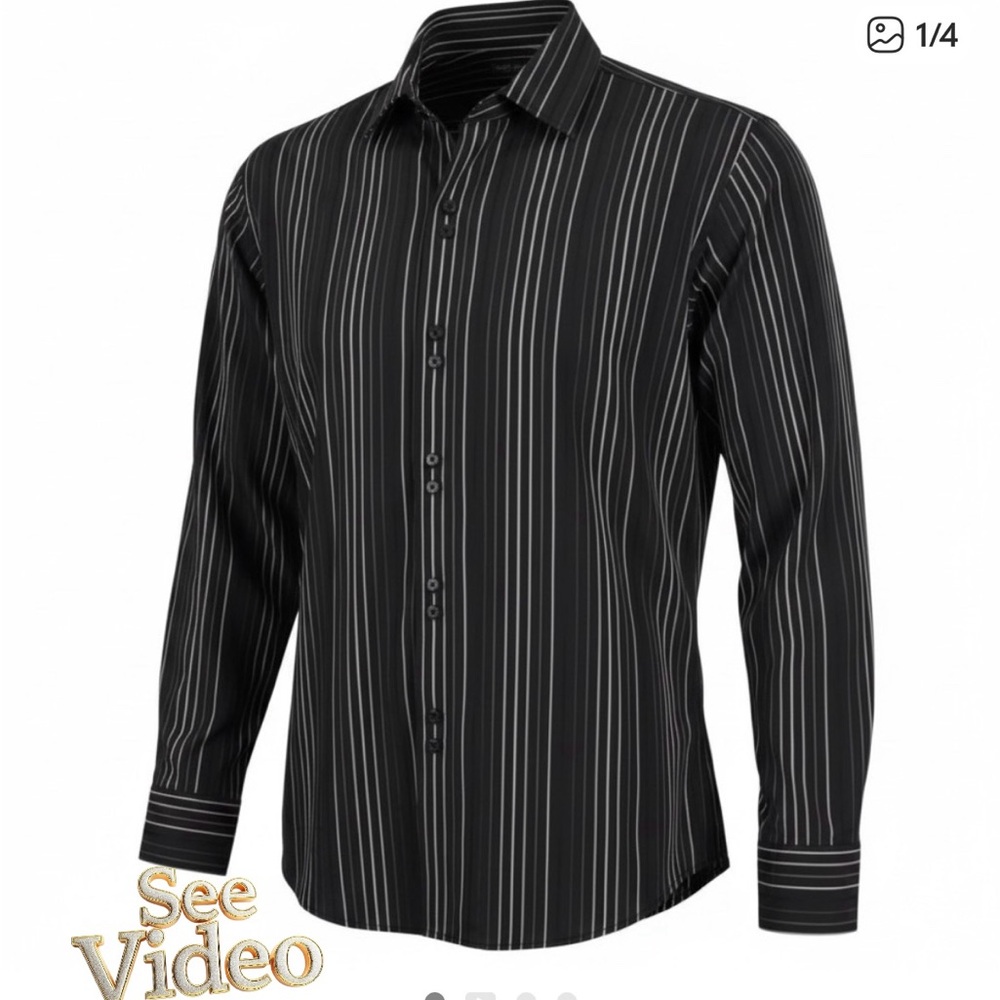👛 (ANY 2/$20) INC Long Sleeved Striped Button Down Shirt. See Video